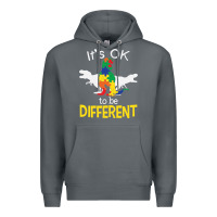 Rock it’s ok to be different autism dinosaur Premium Hoodie - linhVisuals