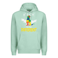 Seafoam it’s ok to be different autism dinosaur Premium Hoodie - linhVisuals