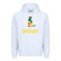 White it’s ok to be different autism dinosaur Premium Hoodie - linhVisuals