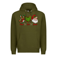 Army Green peace love santa Premium Hoodie - RanaPortraitStore