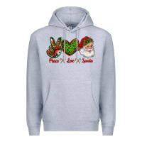Heather Grey peace love santa Premium Hoodie - RanaPortraitStore