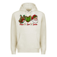 Oatmeal Heather peace love santa Premium Hoodie - RanaPortraitStore