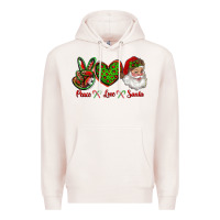 Pale Pink peace love santa Premium Hoodie - RanaPortraitStore