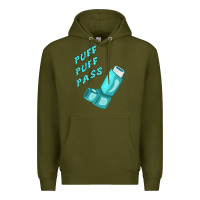 Army Green puff puff pass inhaler Premium Hoodie - linhVisuals