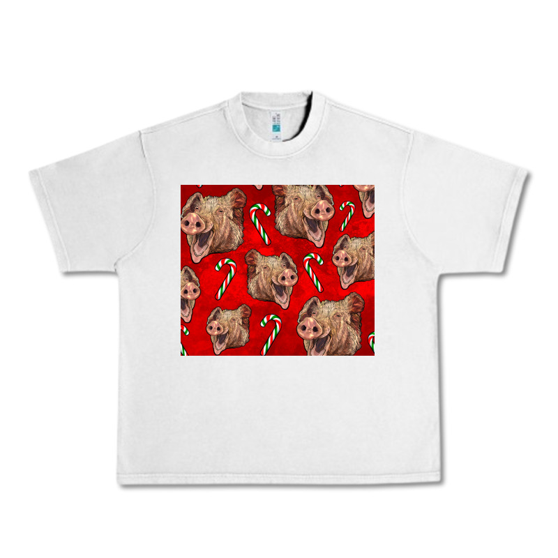 Yorkshire Pig And Candy Cane Urban Heavy Tee by LillyAllenDesigns | Teevron