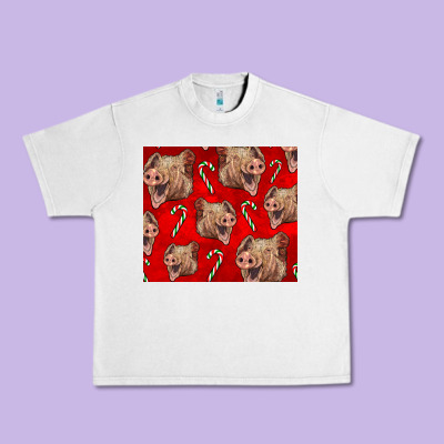 Yorkshire Pig And Candy Cane Urban Heavy Tee Designed By Lillyallendesigns