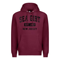 Burgundy womens sea girt new jersey nj vintage sports design black design v nec Premium Hoodie - linhVisuals