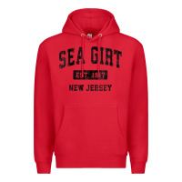Red womens sea girt new jersey nj vintage sports design black design v nec Premium Hoodie - linhVisuals