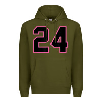 Army Green number 24 sports jersey athlete fan pink black lucky number t shirt Premium Hoodie - linhVisuals