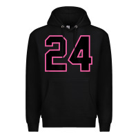 Black number 24 sports jersey athlete fan pink black lucky number t shirt Premium Hoodie - linhVisuals