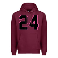 Burgundy number 24 sports jersey athlete fan pink black lucky number t shirt Premium Hoodie - linhVisuals