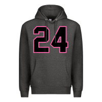 Charcoal Heather number 24 sports jersey athlete fan pink black lucky number t shirt Premium Hoodie - linhVisuals