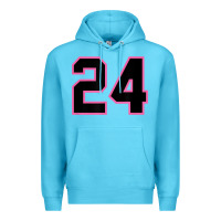 Ocean Blue number 24 sports jersey athlete fan pink black lucky number t shirt Premium Hoodie - linhVisuals