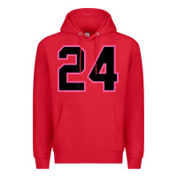 Red number 24 sports jersey athlete fan pink black lucky number t shirt Premium Hoodie - linhVisuals