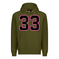 Army Green number 33 sports jersey athlete fan pink black lucky number t shirt Premium Hoodie - linhVisuals