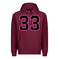 Burgundy number 33 sports jersey athlete fan pink black lucky number t shirt Premium Hoodie - linhVisuals