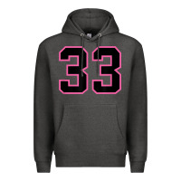 Charcoal Heather number 33 sports jersey athlete fan pink black lucky number t shirt Premium Hoodie - linhVisuals