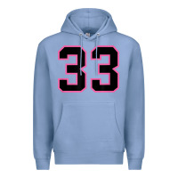 Colony Blue number 33 sports jersey athlete fan pink black lucky number t shirt Premium Hoodie - linhVisuals