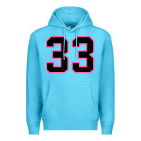 Ocean Blue number 33 sports jersey athlete fan pink black lucky number t shirt Premium Hoodie - linhVisuals