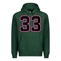 Sports Green number 33 sports jersey athlete fan pink black lucky number t shirt Premium Hoodie - linhVisuals