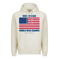 Oatmeal Heather newback to back world war champs back Premium Hoodie - linhVisuals