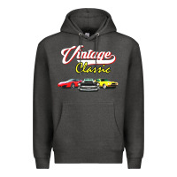 Charcoal Heather vintage classic oldies cars Premium Hoodie - linhVisuals