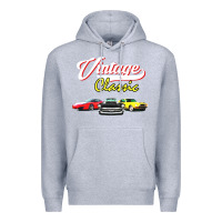 Heather Grey vintage classic oldies cars Premium Hoodie - linhVisuals