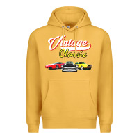 Mustard vintage classic oldies cars Premium Hoodie - linhVisuals