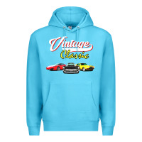 Ocean Blue vintage classic oldies cars Premium Hoodie - linhVisuals