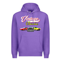 Purple vintage classic oldies cars Premium Hoodie - linhVisuals