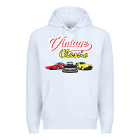 White vintage classic oldies cars Premium Hoodie - linhVisuals