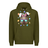 Army Green rhino easter bunny ears funny easter eggs hunting sweatshirt Premium Hoodie - linhVisuals