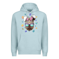 Blue Mist rhino easter bunny ears funny easter eggs hunting sweatshirt Premium Hoodie - linhVisuals