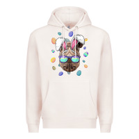 Pale Pink rhino easter bunny ears funny easter eggs hunting sweatshirt Premium Hoodie - linhVisuals