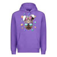 Purple rhino easter bunny ears funny easter eggs hunting sweatshirt Premium Hoodie - linhVisuals