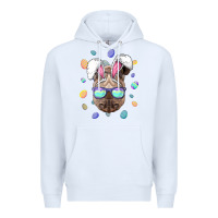 White rhino easter bunny ears funny easter eggs hunting sweatshirt Premium Hoodie - linhVisuals