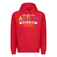 Red someone with autism makes me proud Premium Hoodie - linhVisuals