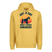 Antique Gold schnauzer just a boy who loves dogs men retro vintage sunset raglan ba Premium Hoodie - linhVisuals