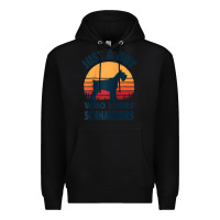 Black schnauzer just a boy who loves dogs men retro vintage sunset raglan ba Premium Hoodie - linhVisuals