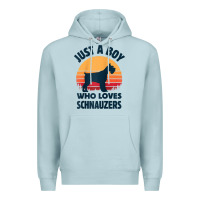 Blue Mist schnauzer just a boy who loves dogs men retro vintage sunset raglan ba Premium Hoodie - linhVisuals