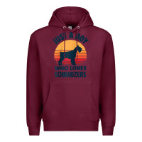 Burgundy schnauzer just a boy who loves dogs men retro vintage sunset raglan ba Premium Hoodie - linhVisuals