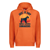 Carrot schnauzer just a boy who loves dogs men retro vintage sunset raglan ba Premium Hoodie - linhVisuals