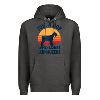 Charcoal Heather schnauzer just a boy who loves dogs men retro vintage sunset raglan ba Premium Hoodie - linhVisuals