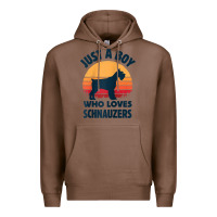 Chestnut schnauzer just a boy who loves dogs men retro vintage sunset raglan ba Premium Hoodie - linhVisuals