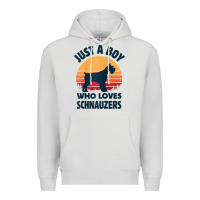 Dove Grey schnauzer just a boy who loves dogs men retro vintage sunset raglan ba Premium Hoodie - linhVisuals