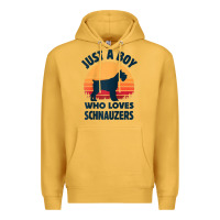 Mustard schnauzer just a boy who loves dogs men retro vintage sunset raglan ba Premium Hoodie - linhVisuals