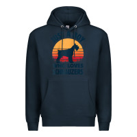 Navy schnauzer just a boy who loves dogs men retro vintage sunset raglan ba Premium Hoodie - linhVisuals