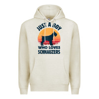 Oatmeal Heather schnauzer just a boy who loves dogs men retro vintage sunset raglan ba Premium Hoodie - linhVisuals