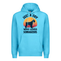 Ocean Blue schnauzer just a boy who loves dogs men retro vintage sunset raglan ba Premium Hoodie - linhVisuals