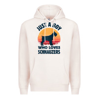 Pale Pink schnauzer just a boy who loves dogs men retro vintage sunset raglan ba Premium Hoodie - linhVisuals